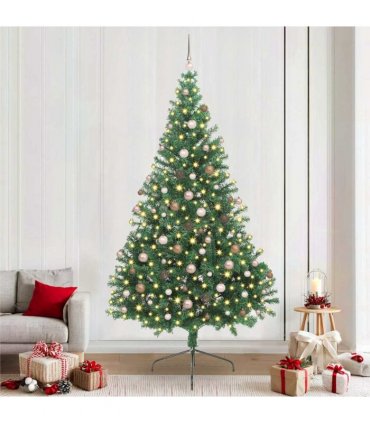 vidaXL Artificial Pre-lit Christmas Tree Green 240 cm PVC