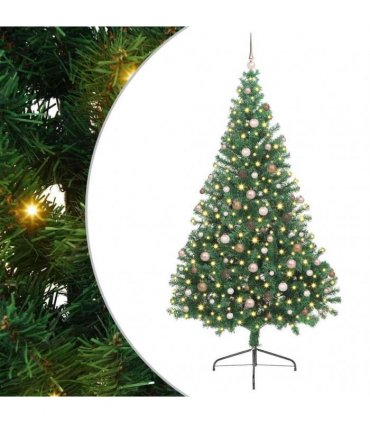 vidaXL Artificial Pre-lit Christmas Tree Green 240 cm PVC