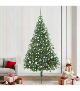 vidaXL Artificial Pre-lit Christmas Tree Green 240 cm PVC