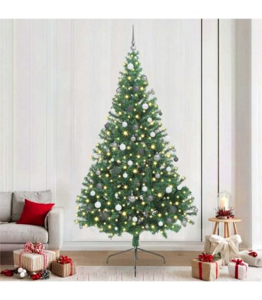 vidaXL Artificial Pre-lit Christmas Tree Green 240 cm PVC