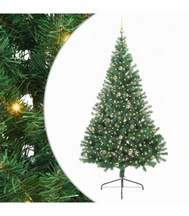 vidaXL Artificial Pre-lit Christmas Tree Green 240 cm PVC