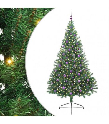 vidaXL Artificial Pre-lit Christmas Tree Green 240 cm PVC