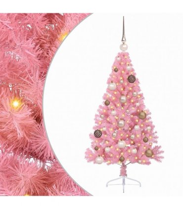 vidaXL Artificial Pre-lit Christmas Tree with 150 LEDs Pink 120 cm PVC