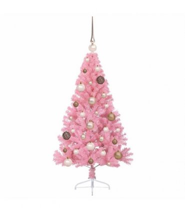 vidaXL Artificial Pre-lit Christmas Tree with 150 LEDs Pink 120 cm PVC