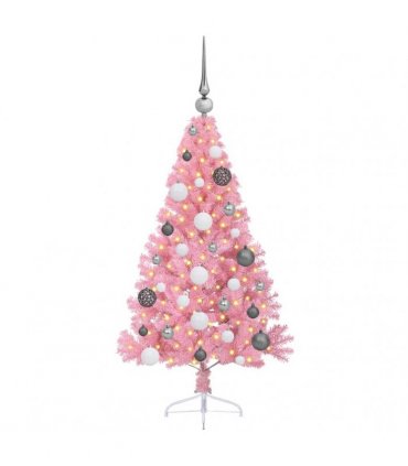 vidaXL Artificial Pre-lit Christmas Tree with 150 LEDs Pink 120 cm PVC