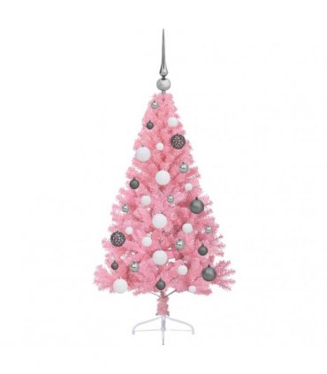 vidaXL Artificial Pre-lit Christmas Tree with 150 LEDs Pink 120 cm PVC