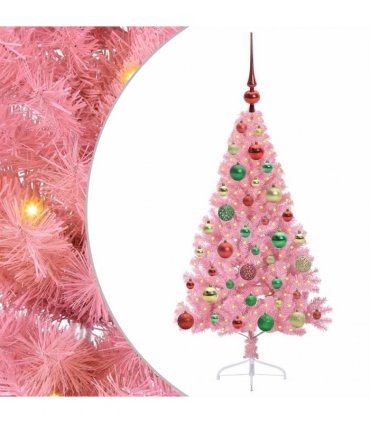 vidaXL Artificial Pre-lit Christmas Tree Pink 120 cm PVC
