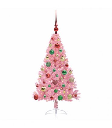 vidaXL Artificial Pre-lit Christmas Tree Pink 120 cm PVC