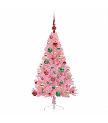 vidaXL Artificial Pre-lit Christmas Tree Pink 120 cm PVC