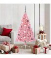 vidaXL Artificial Pre-lit Christmas Tree with 150 LEDs Pink 150 cm PVC