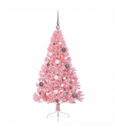 vidaXL Artificial Pre-lit Christmas Tree with 150 LEDs Pink 150 cm PVC