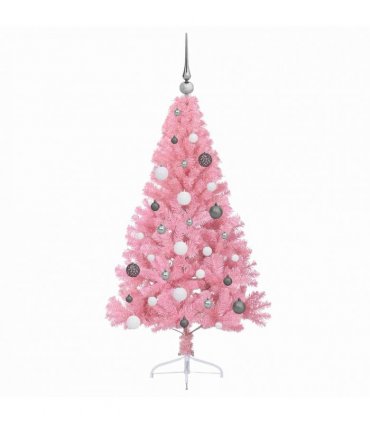 vidaXL Artificial Pre-lit Christmas Tree with 150 LEDs Pink 150 cm PVC