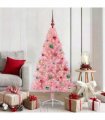 vidaXL Artificial Pre-lit Christmas Tree Pink 150 cm PVC