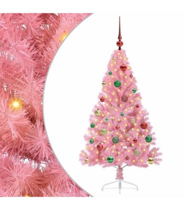 vidaXL Artificial Pre-lit Christmas Tree Pink 150 cm PVC