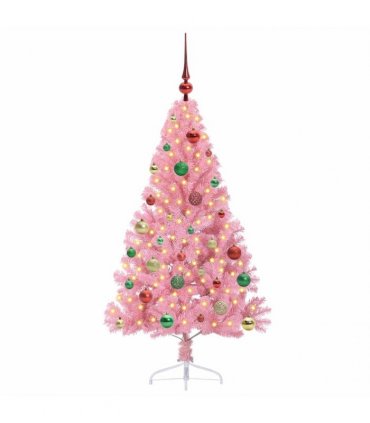 vidaXL Artificial Pre-lit Christmas Tree Pink 150 cm PVC