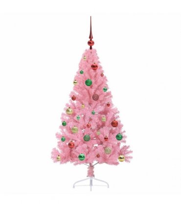 vidaXL Artificial Pre-lit Christmas Tree Pink 150 cm PVC