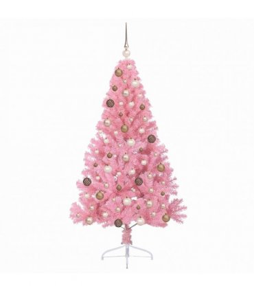 vidaXL Artificial Pre-lit Christmas Tree with 300 LEDs Pink 180 cm PVC