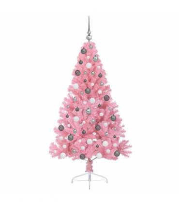 vidaXL Artificial Pre-lit Christmas Tree with 300 LEDs Pink 180 cm PVC