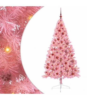 vidaXL Artificial Pre-lit Christmas Tree Pink 180 cm PVC