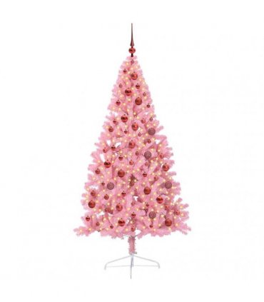 vidaXL Artificial Pre-lit Christmas Tree Pink 180 cm PVC