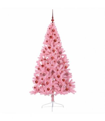 vidaXL Artificial Pre-lit Christmas Tree Pink 180 cm PVC