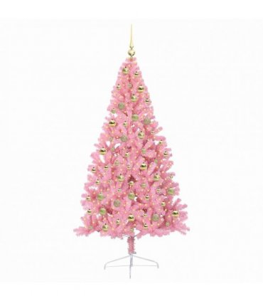vidaXL Artificial Pre-lit Christmas Tree Pink 180 cm PVC