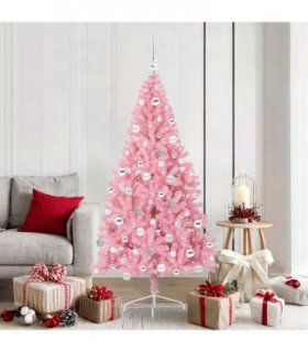 vidaXL Artificial Pre-lit Christmas Tree Pink 180 cm PVC