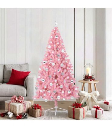 vidaXL Artificial Pre-lit Christmas Tree Pink 180 cm PVC