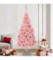 vidaXL Artificial Pre-lit Christmas Tree with 300 LEDs Pink 210 cm PVC