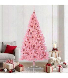 vidaXL Artificial Pre-lit Christmas Tree Pink 210 cm PVC