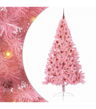 vidaXL Artificial Pre-lit Christmas Tree Pink 210 cm PVC