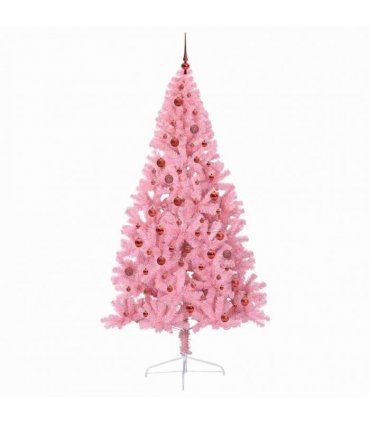 vidaXL Artificial Pre-lit Christmas Tree Pink 210 cm PVC