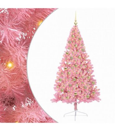 vidaXL Artificial Pre-lit Christmas Tree Pink 210 cm PVC
