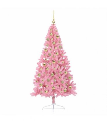 vidaXL Artificial Pre-lit Christmas Tree Pink 210 cm PVC