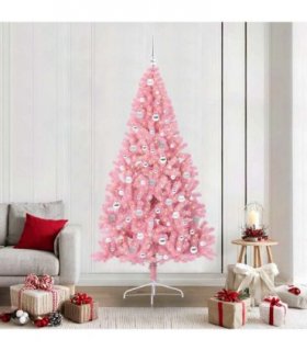 vidaXL Artificial Pre-lit Christmas Tree Pink 210 cm PVC