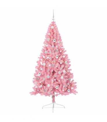 vidaXL Artificial Pre-lit Christmas Tree Pink 210 cm PVC