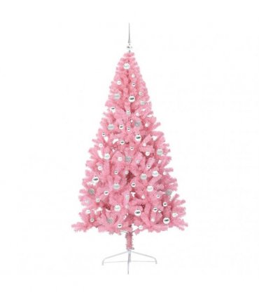 vidaXL Artificial Pre-lit Christmas Tree Pink 210 cm PVC