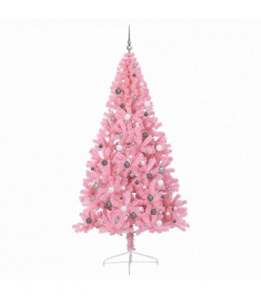 vidaXL Artificial Pre-lit Christmas Tree with 300 LEDs Pink 240 cm PVC