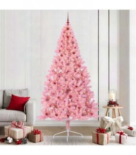 vidaXL Artificial Pre-lit Christmas Tree Pink 240 cm PVC