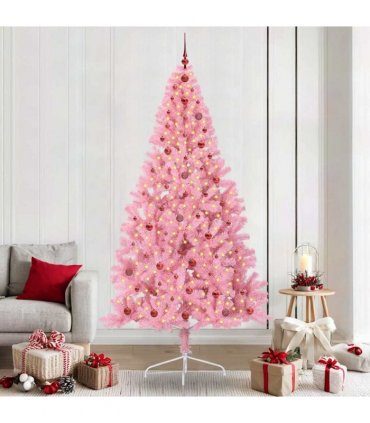 vidaXL Artificial Pre-lit Christmas Tree Pink 240 cm PVC