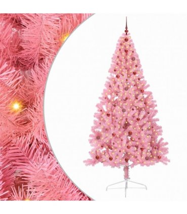 vidaXL Artificial Pre-lit Christmas Tree Pink 240 cm PVC