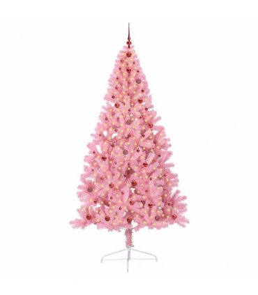 vidaXL Artificial Pre-lit Christmas Tree Pink 240 cm PVC