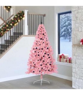 vidaXL Artificial Pre-lit Christmas Tree Pink 240 cm PVC