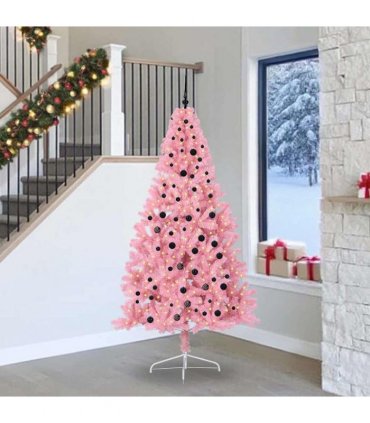 vidaXL Artificial Pre-lit Christmas Tree Pink 240 cm PVC