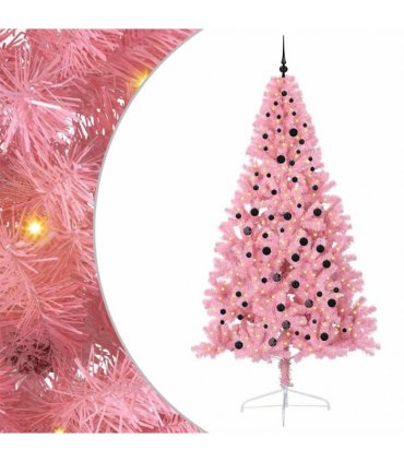 vidaXL Artificial Pre-lit Christmas Tree Pink 240 cm PVC
