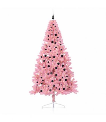 vidaXL Artificial Pre-lit Christmas Tree Pink 240 cm PVC