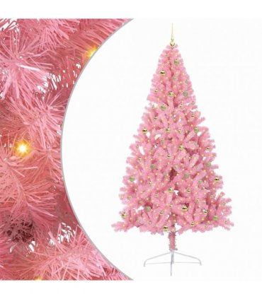 vidaXL Artificial Pre-lit Christmas Tree Pink 240 cm PVC