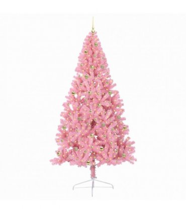 vidaXL Artificial Pre-lit Christmas Tree Pink 240 cm PVC