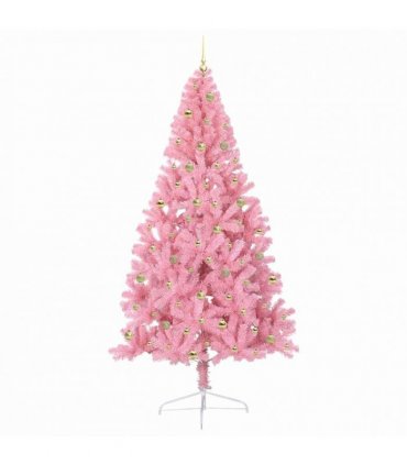 vidaXL Artificial Pre-lit Christmas Tree Pink 240 cm PVC