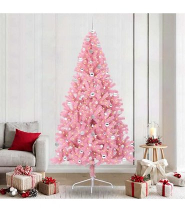 vidaXL Artificial Pre-lit Christmas Tree Pink 240 cm PVC